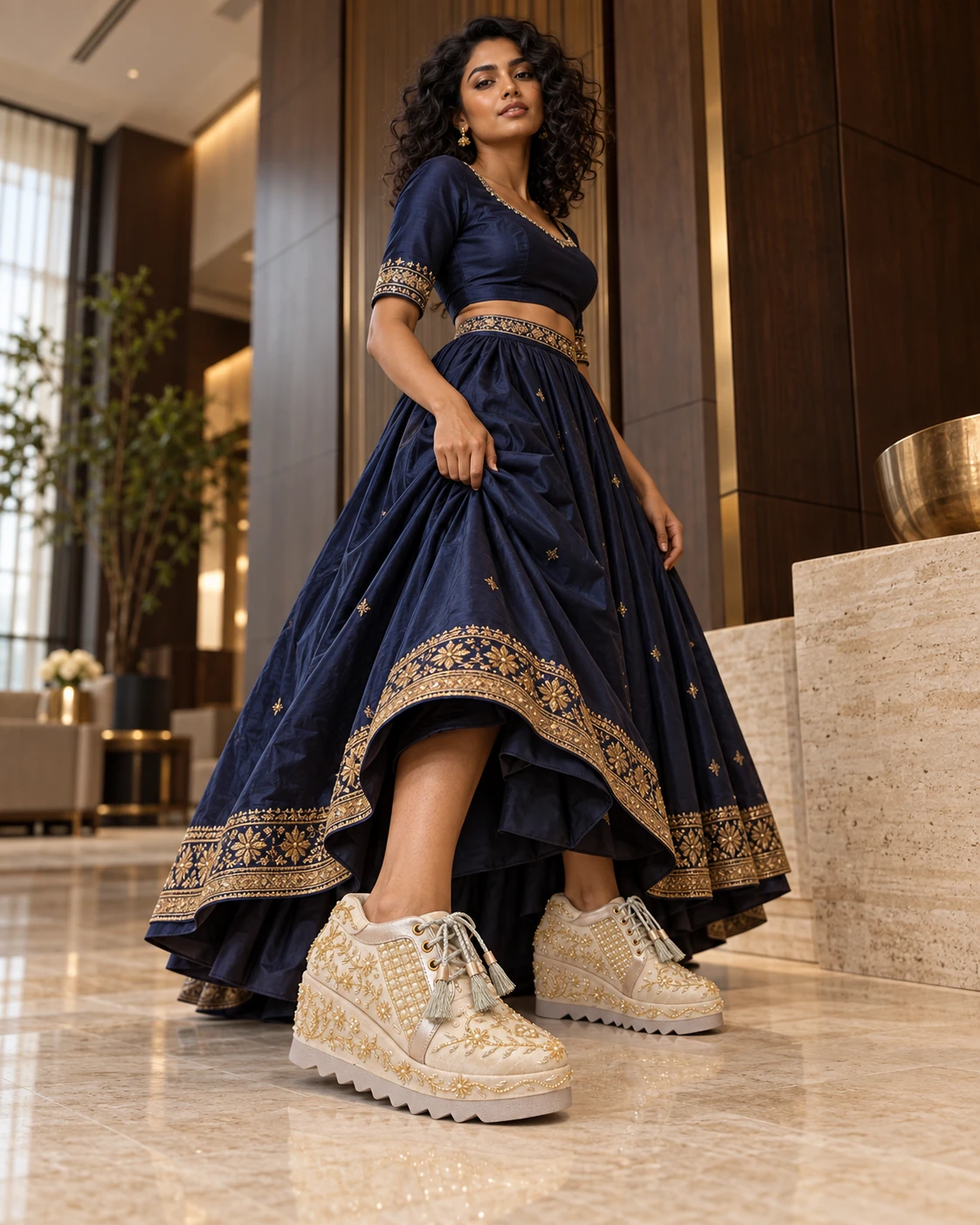 Zehra Zardozi Lug Platform — IVORY GOLD · PEARL ZARDOZI