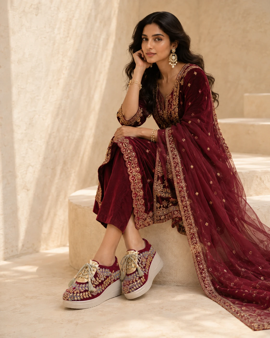 Mehfil Velvet Wedge